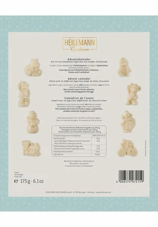 HEILEMANN Confiserie Adventskalender, Weiße Schokolade, 175g 175g 4 HEILEMANN Confiserie Adventskalender, Weiße Schokolade, 175g 175g – Bild 2