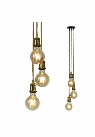 Näve Leuchten 3er-Metallbaldachin Mit Hanfseil "Ontario" Alt-messing 5 Näve Leuchten 3er-Metallbaldachin Mit Hanfseil "Ontario" Alt-messing – Bild 3